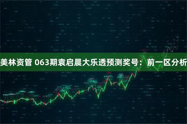 美林资管 063期袁启晨大乐透预测奖号：前一区分析