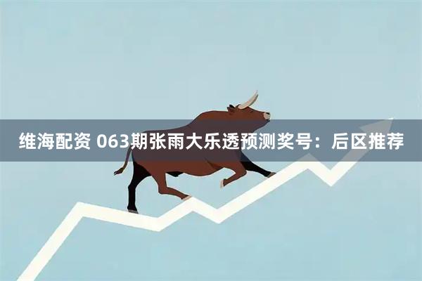 维海配资 063期张雨大乐透预测奖号：后区推荐