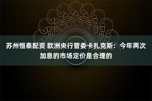 苏州恒泰配资 欧洲央行管委卡扎克斯：今年两次加息的市场定价是合理的